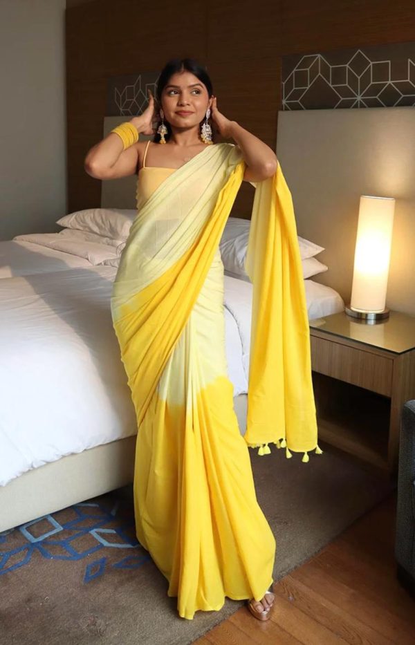 Linen cotton dual shade saree