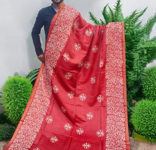 Batik print silk saree
